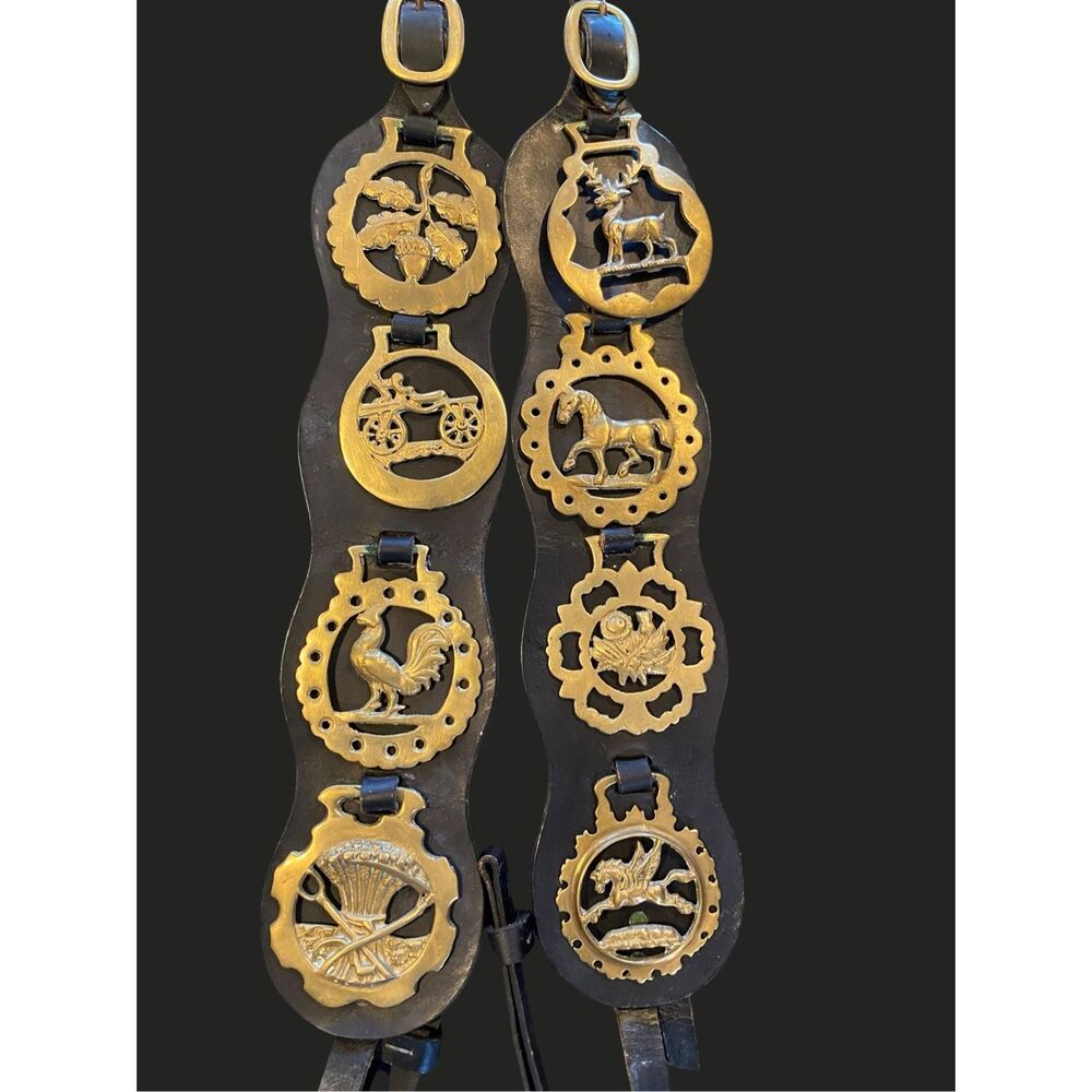 Horse Brass Decorative Tack Bridle 8 Decorative Pieces Antique Vintage - Picture 2 of 15